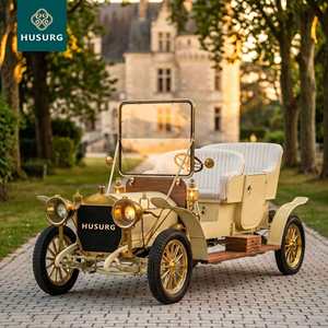 4 Seater Retro Electric Classic Car 48V 5KW Vintage Sightseeing Golf Cart for Wedding Rental Wholesale