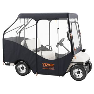 420D Polyester Golf Cart Enclosure with 4 Transparent Windows 4-Passenger Club Car Cover for 2+2 Pas