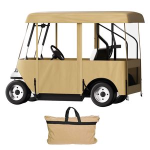 Deluxe 4-Sided Golf Cart Enclosure with Transparent Windows 300D Waterproof Fits 2+2 Seats Fairway Canopy for Truck Driving